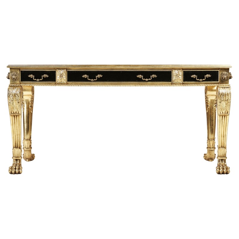 Italian Lions Paw Desk  - Black leather top