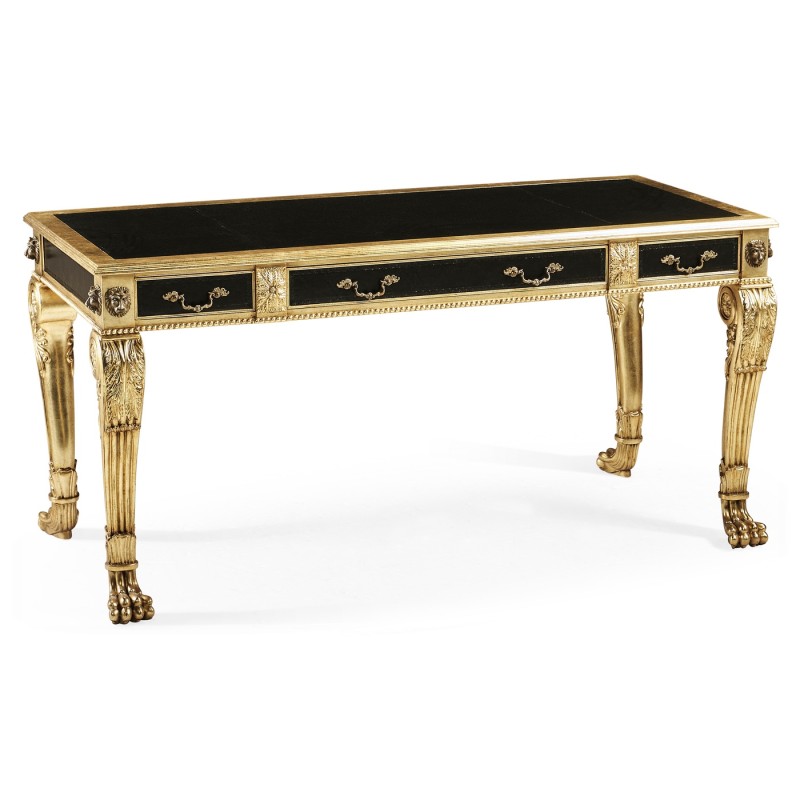 Italian Lions Paw Desk  - Black leather top