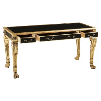 Italian Lions Paw Desk  - Black leather top