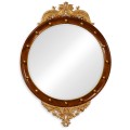 Mahognay & gilt round convex eglomise mirror (Large)