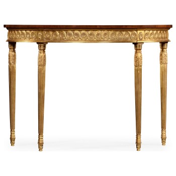 Mahogany demilune console table