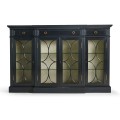 Four Door Breakfront Black Display Cabinet