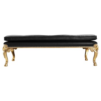 Ocala Large tarporley gold leaf stool - black leather