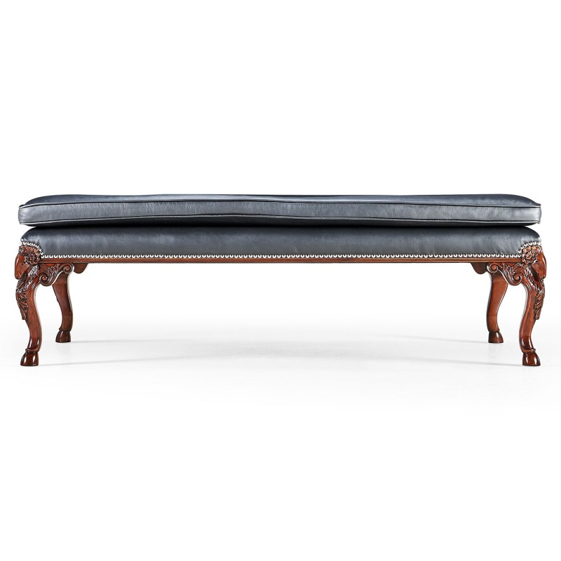 Ocala Large tarporley Mahogany finish stool - black leather