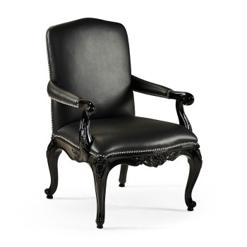 Clivedon Carved Chair - black leather