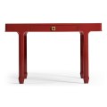 Rectangular Desk (120) - RED BRICK LEATHER - socket