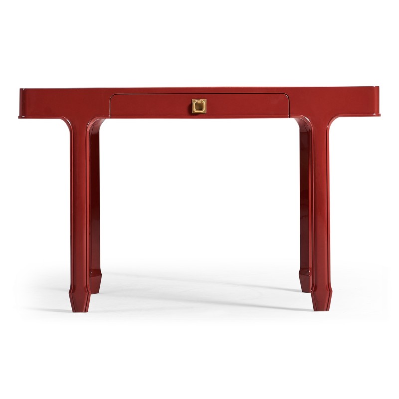 Rectangular Desk (120) - RED BRICK LEATHER - socket
