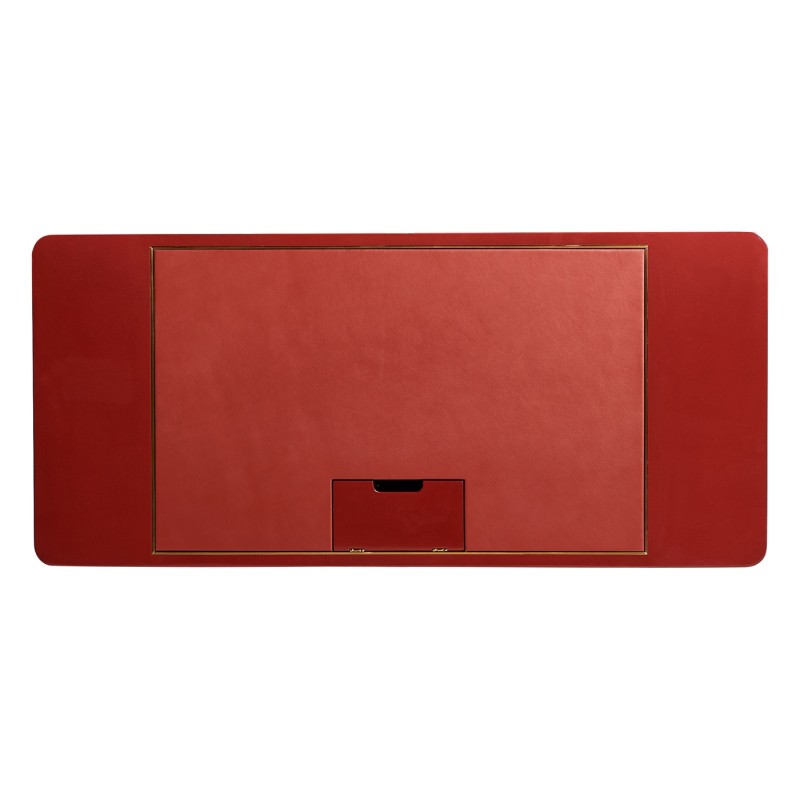 Rectangular Desk (120) - RED BRICK LEATHER - socket