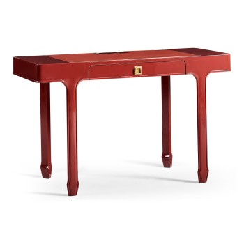 Rectangular Desk (120) - RED BRICK LEATHER - socket
