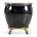 BLACK GLOSSY CERAMIC CHINESE VASE