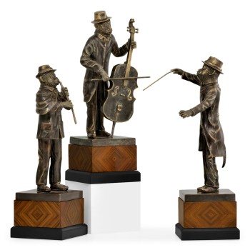 Antique Dark Bronze Monkey Orchestra Set