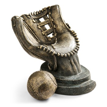 Antique Dark Bronze Baseball Mitt & Ball