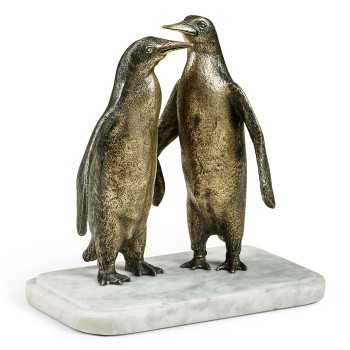 Anitque Dark Bronze Penguins