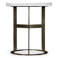 Round Stainless Steel & Faux Calacatta Oro Marble Side Table