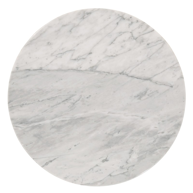 Round Stainless Steel & Faux Calacatta Oro Marble Side Table