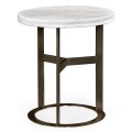 Round Stainless Steel & Faux Calacatta Oro Marble Side Table