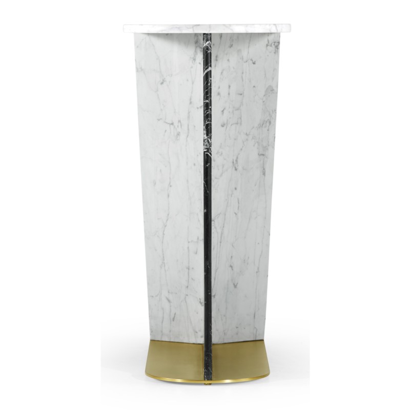 Fusion White & Black Marble End Table
