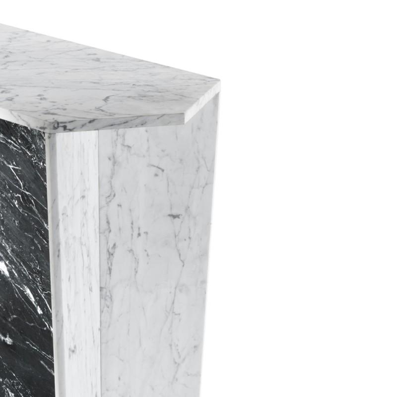 Fusion White & Black Marble End Table