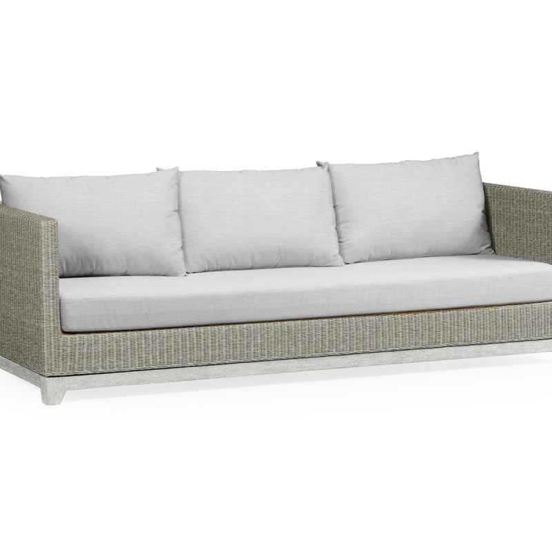Cloudy Grey & Light Grey Rattan Three-Seat Sofa